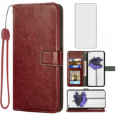 Asuwish Compatible with Nothing Phone 1 One Wallet Case Tempered Glass Screen Protector and Leather Flip Cover Card Holder Stand Cell Accessories Phone Cases for Women Men Brown